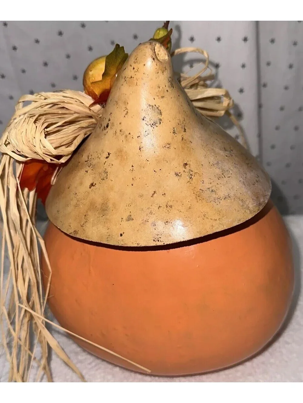 Halloween Jack O Lantern Pumpkin Hand Painted Gourd Folk Art Fall Thanksgiving
